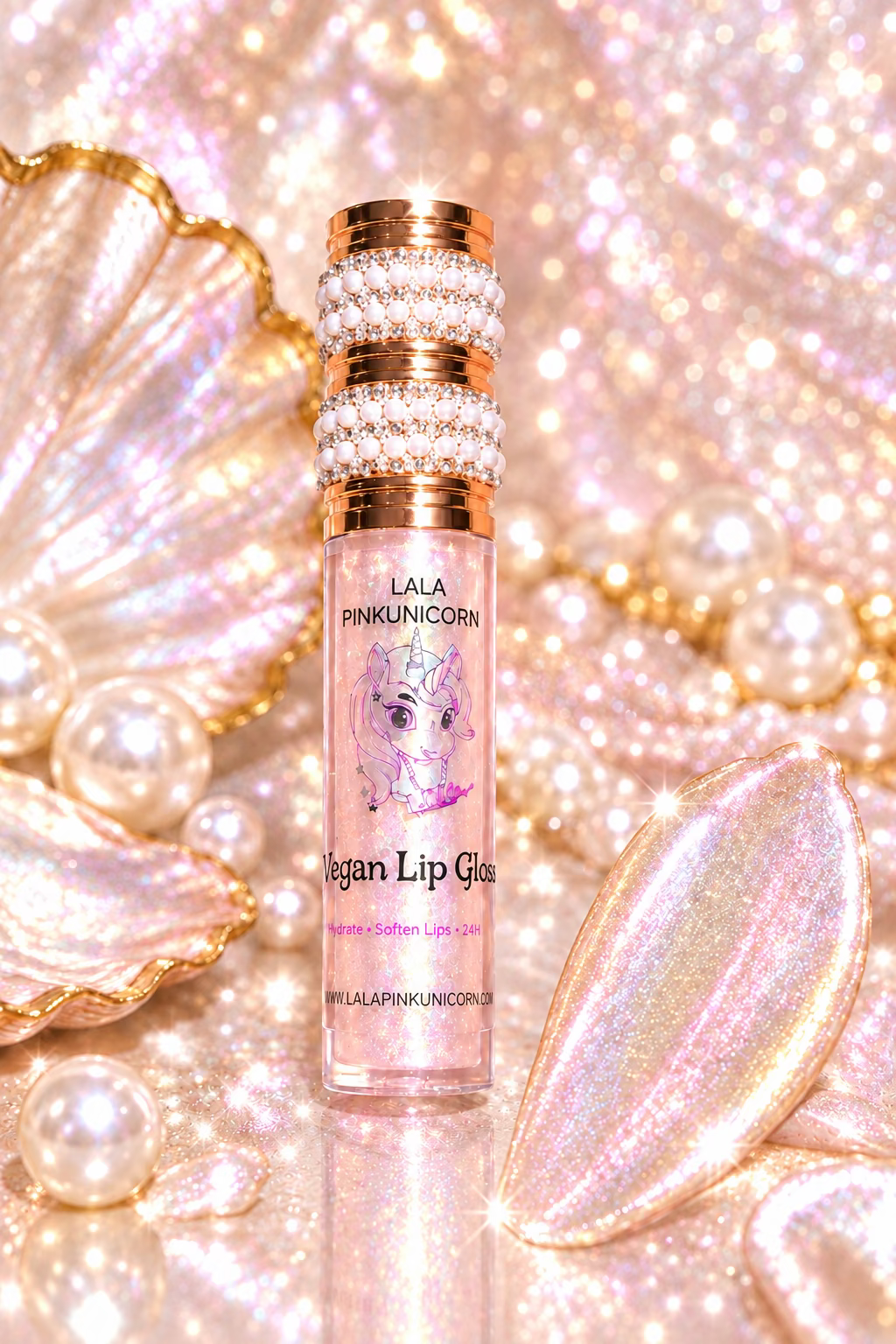 Pearl with shimmer lip gloss
